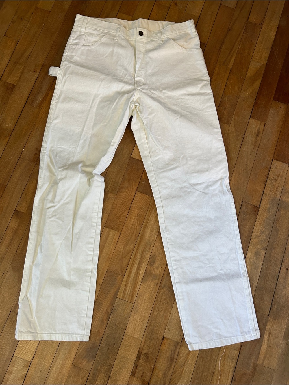 Dickies Men's White Cargo Painter Pants with Hammer Loop